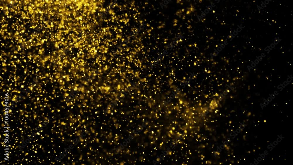 Particle gold dust flickering on black background. Abstract Footage background for text. Gold Particles Moving Background. fast energy flying wave line with flash lights. Particle from below. Particle gold dust flickering on black background. Abstract Footage background for text. Gold Particles Moving Background. fast energy flying wave line with flash lights. Particle from below.