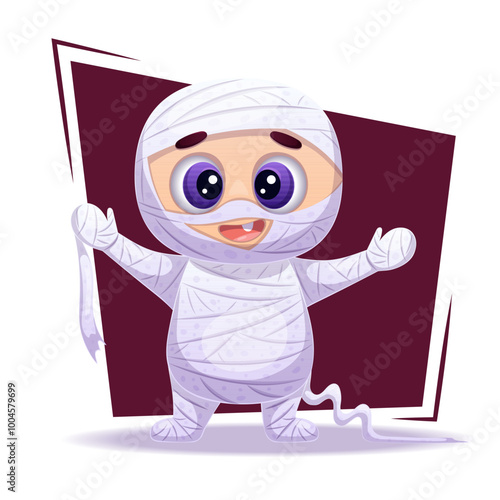 Cute Mummy as Halloween Character and Holiday Symbol Vector Illustration