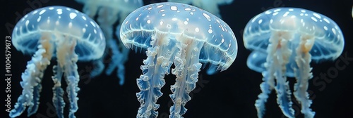 Thimble jellyfish floating in the ocean photo