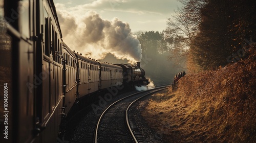 A 1950s-inspired train ride showcasing a classic steam train.