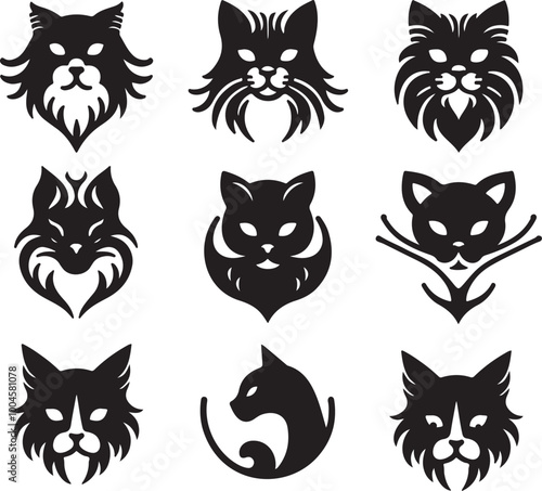 cat head vector set