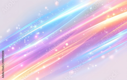 Dreamy sparkling light lines background in pastel colors, generative ai