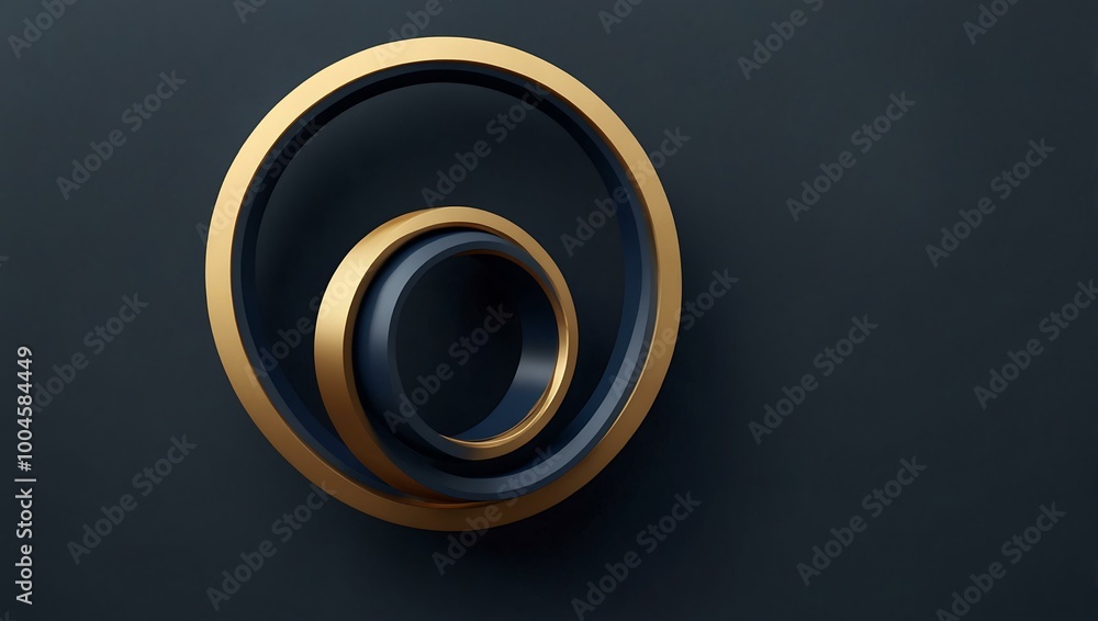 3D logo with floating rings on navy blue. 3D logo with floating rings on navy blue.