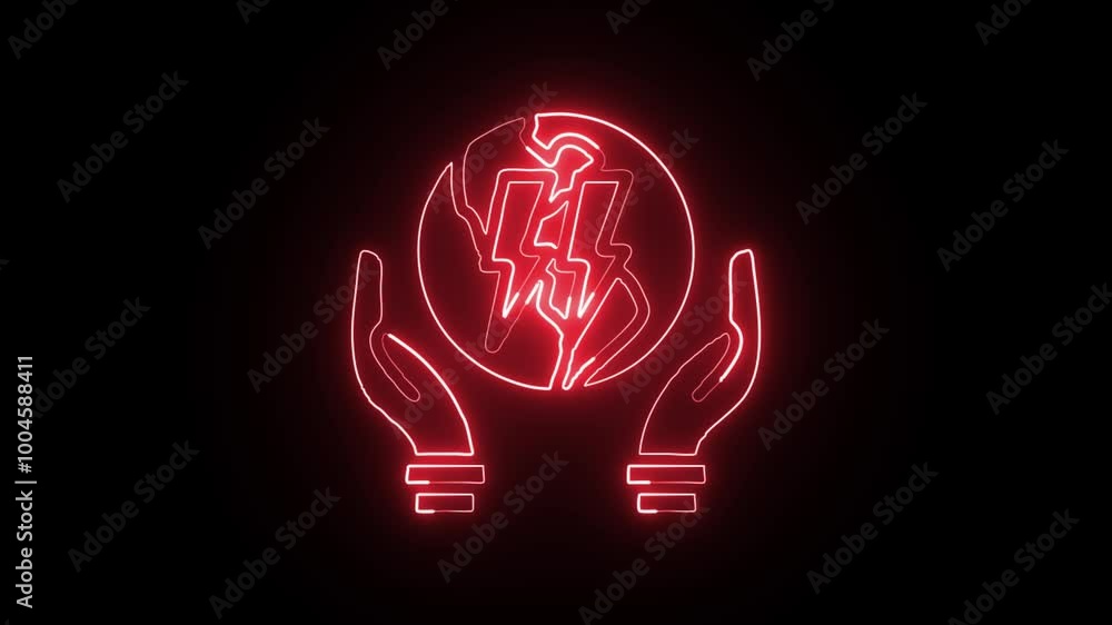 Glowing Neon Energy Efficiency Icon Isolated on Black Background. HD Video Motion Graphic Animation Glowing Neon Energy Efficiency Icon Isolated on Black Background. HD Video Motion Graphic Animation