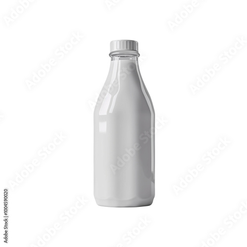 Glass Milk Bottle with White Cap