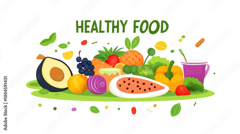 flat logo of healthy food featuring the text flat logo of healthy food featuring the text