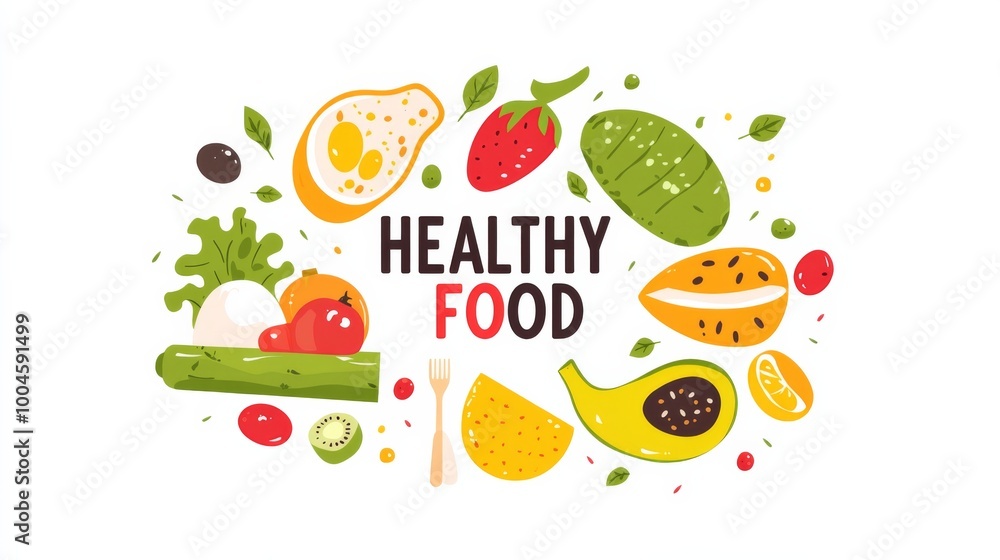 flat logo of healthy food featuring the text flat logo of healthy food featuring the text