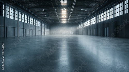 Empty Industrial Warehouse with High Ceiling and Daylight