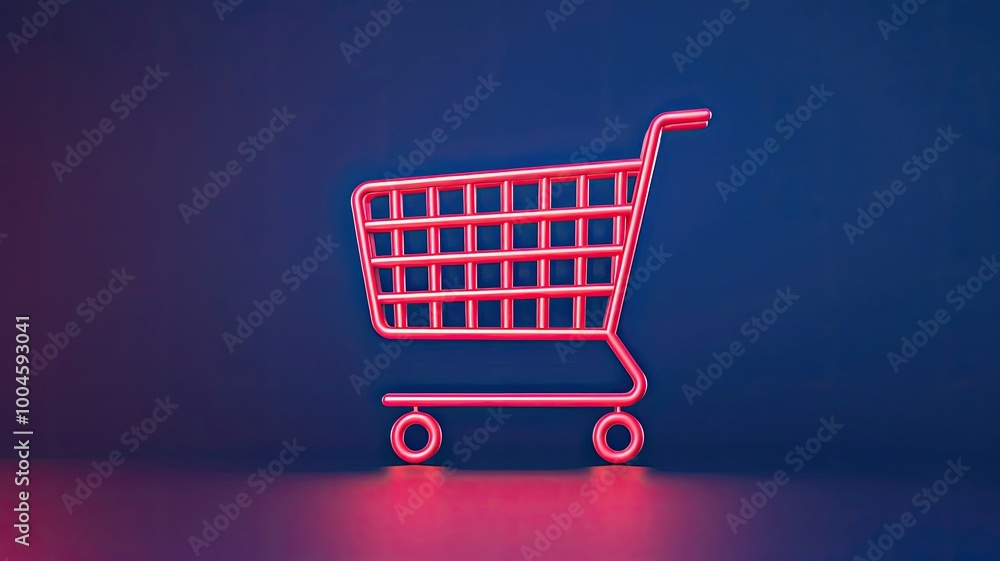 Neon shopping cart against a dark background, representing online shopping, digital marketplace, and ecommerce concepts in a modern visual style. Neon shopping cart against a dark background, representing online shopping, digital marketplace, and ecommerce concepts in a modern visual style.