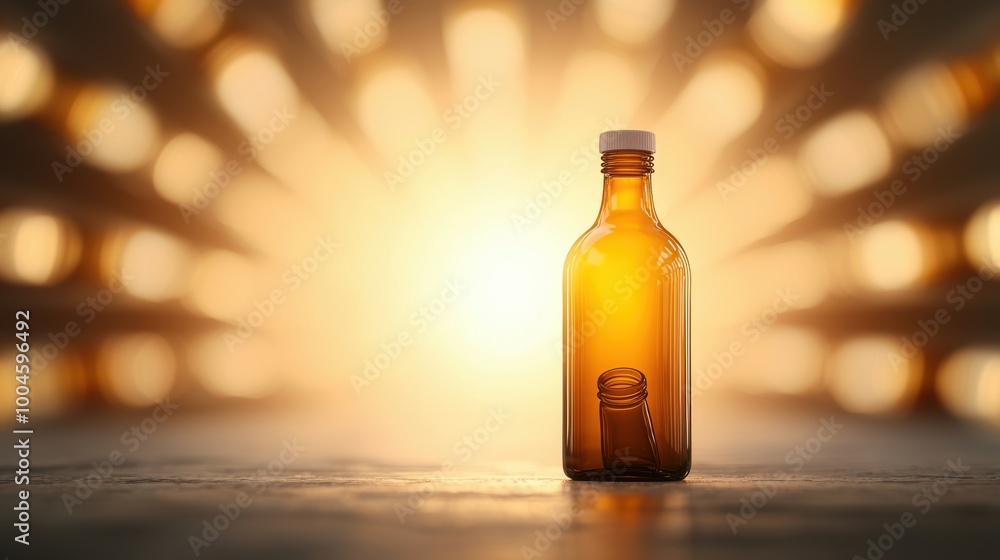 Glass Bottle with Warm Glow Background Glass Bottle with Warm Glow Background