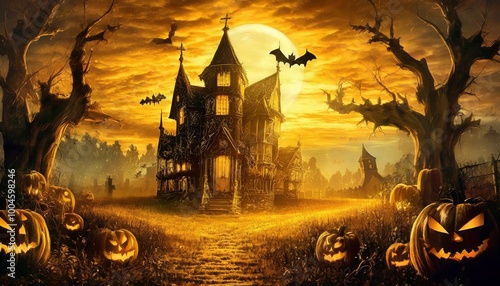 **Here’s a 180-character description of the image:**

A veil of mist shrouds a spectral village, where ancient, decaying houses stand sentinel beneath a blood-red moon, casting long, ominous shadows.