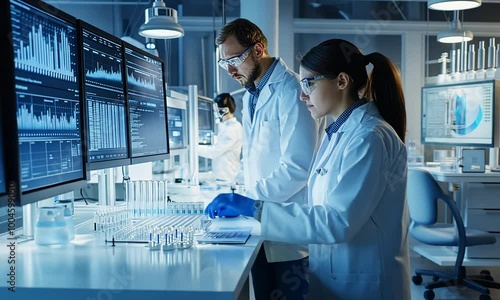 Scientists working in a modern laboratory with advanced technology