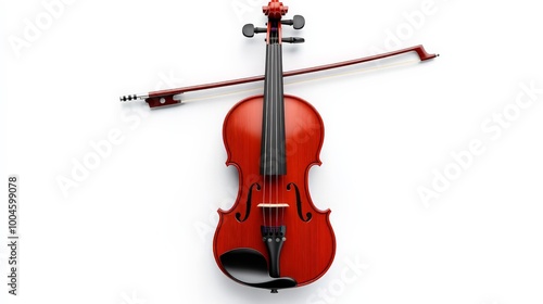 Violin: A Classic String Instrument: A still life photograph of a beautiful violin and bow, isolated on a white background. The image evokes a sense of elegance, grace, and musicality.