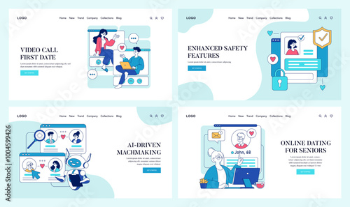 Online Dating. Flat Vector Illustration
