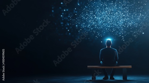 Man Reflecting on Ideas in a Dark Space