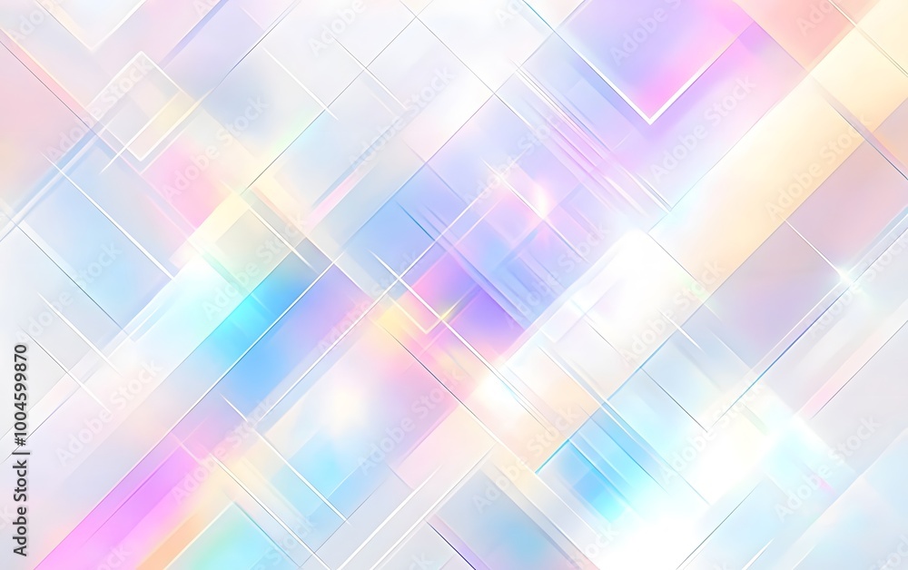 Abstract background of pastel colored geometric pattern with light refraction, generative ai Abstract background of pastel colored geometric pattern with light refraction, generative ai