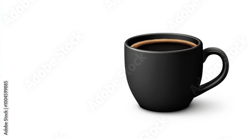 Wallpaper Mural Black Coffee Mug: A simple yet elegant black coffee mug, filled with rich, dark coffee, perfect for a morning pick-me-up or a cozy afternoon treat.   Torontodigital.ca