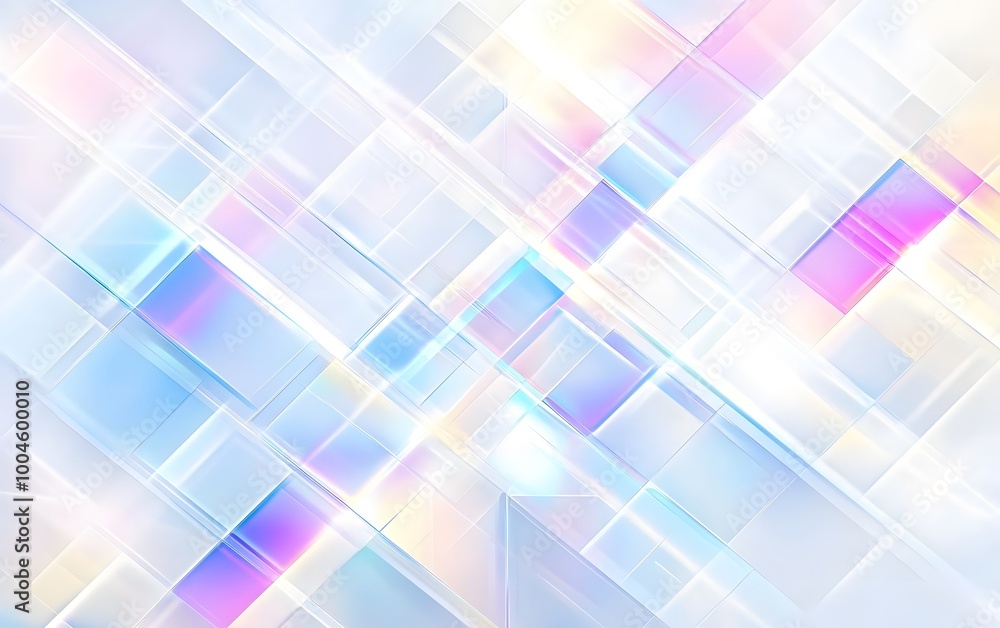 Abstract background of pastel colored geometric pattern with light refraction, generative ai Abstract background of pastel colored geometric pattern with light refraction, generative ai