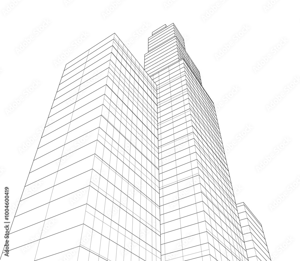 Modern architecture, city buildings 3d illustration Modern architecture, city buildings 3d illustration