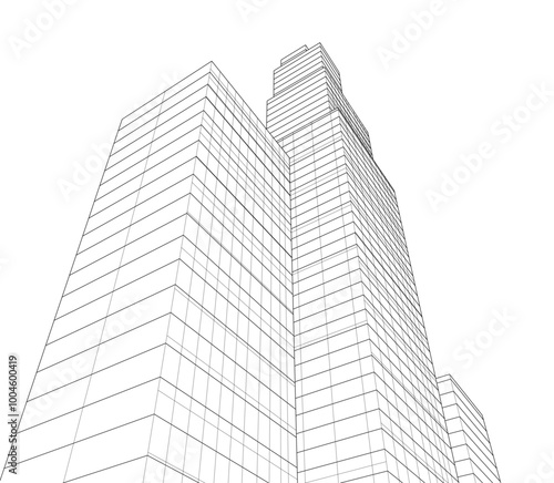 Modern architecture, city buildings 3d illustration