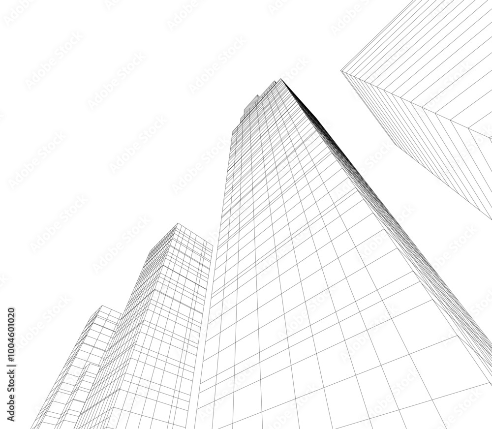 Modern architecture, city buildings 3d illustration Modern architecture, city buildings 3d illustration