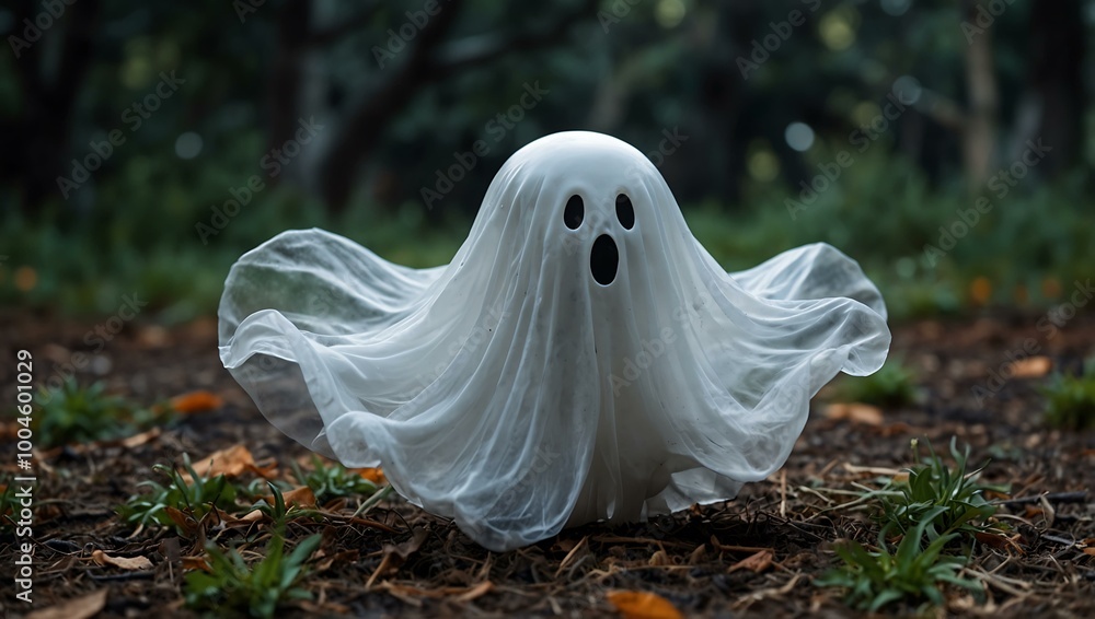 A whimsical ghost floats playfully, adding charm to Halloween. A whimsical ghost floats playfully, adding charm to Halloween.