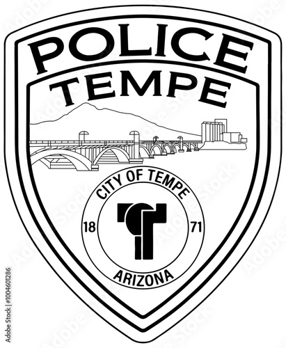 TEMPE, ARIZONA POLICE PATCH VECTOR LINE ART FILE  Blank, outline vector, SVG Badge, CNC Router File, Laser Engraving, Cricut, Ezcad, Digital Cutting File for laser cutting, laser engraving template