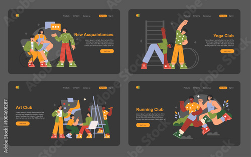A vibrant and colorful illustration depicting lively club activities and community engagement