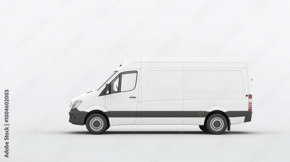 White delivery van parked on a white background White delivery van parked on a white background