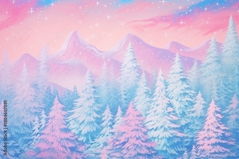 Fototapeta premium Winter scenery illustration backgrounds landscape nature.
