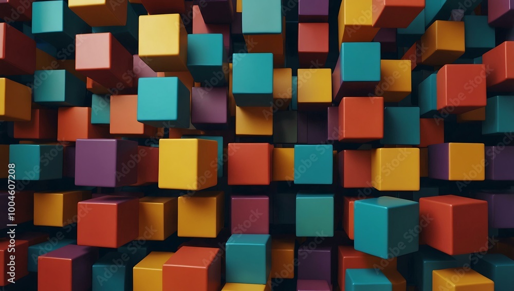 Abstract colorful squares floating in mid-air. Abstract colorful squares floating in mid-air.
