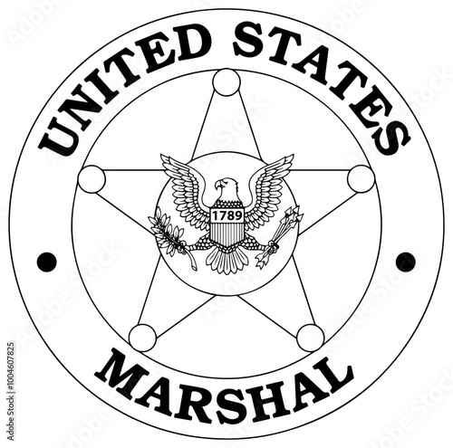 united states marshal badge vector file  Blank, outline vector, SVG Badge, CNC Router File, Laser Engraving, Cricut, Ezcad, Digital Cutting File for laser cutting, laser engraving template