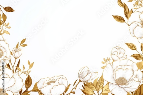 Peony flowers border frame backgrounds pattern white. photo