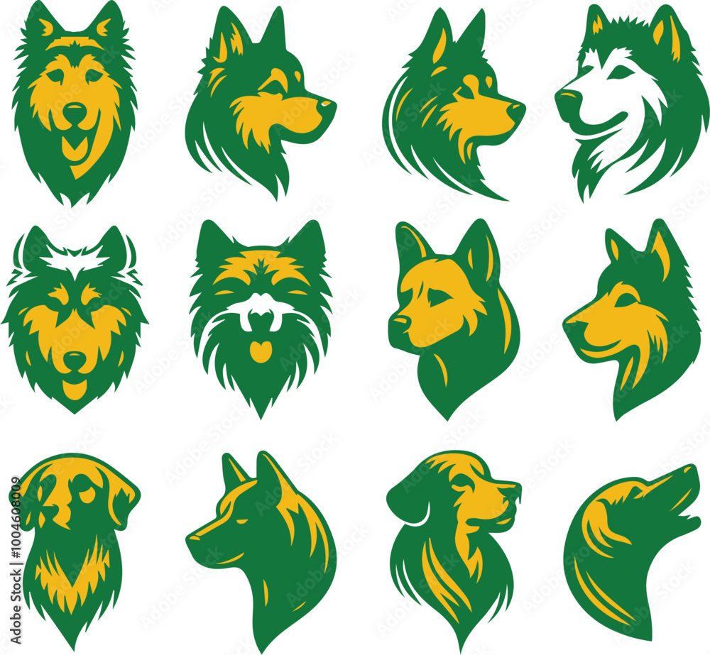 Fototapeta premium dog head vector illustration set