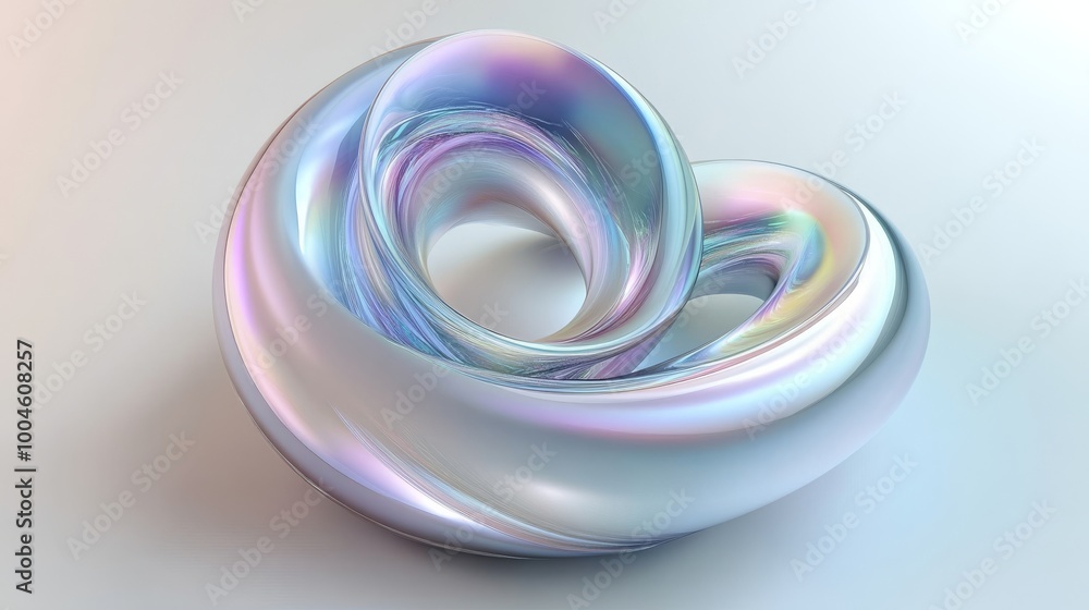 Holographic iridescent fluid shape forming abstract loop design Holographic iridescent fluid shape forming abstract loop design