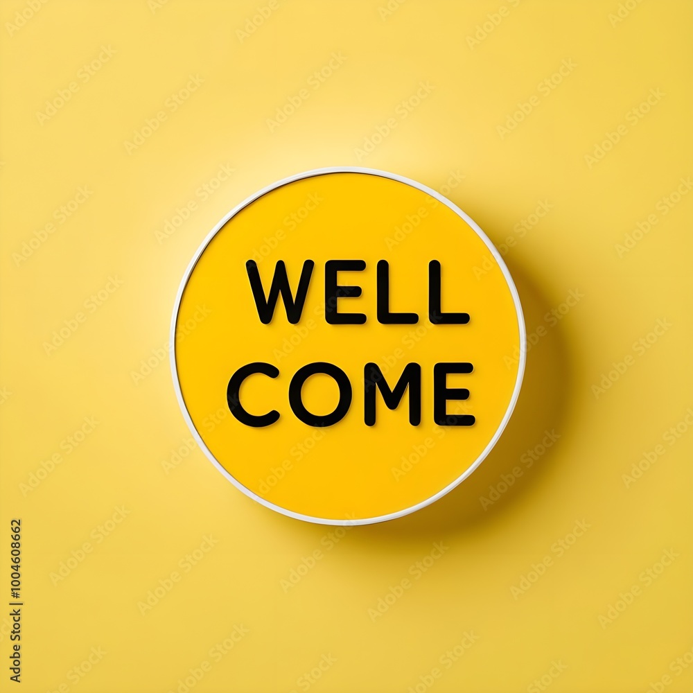 ''well come'' text on yellow background ''well come'' text on yellow background