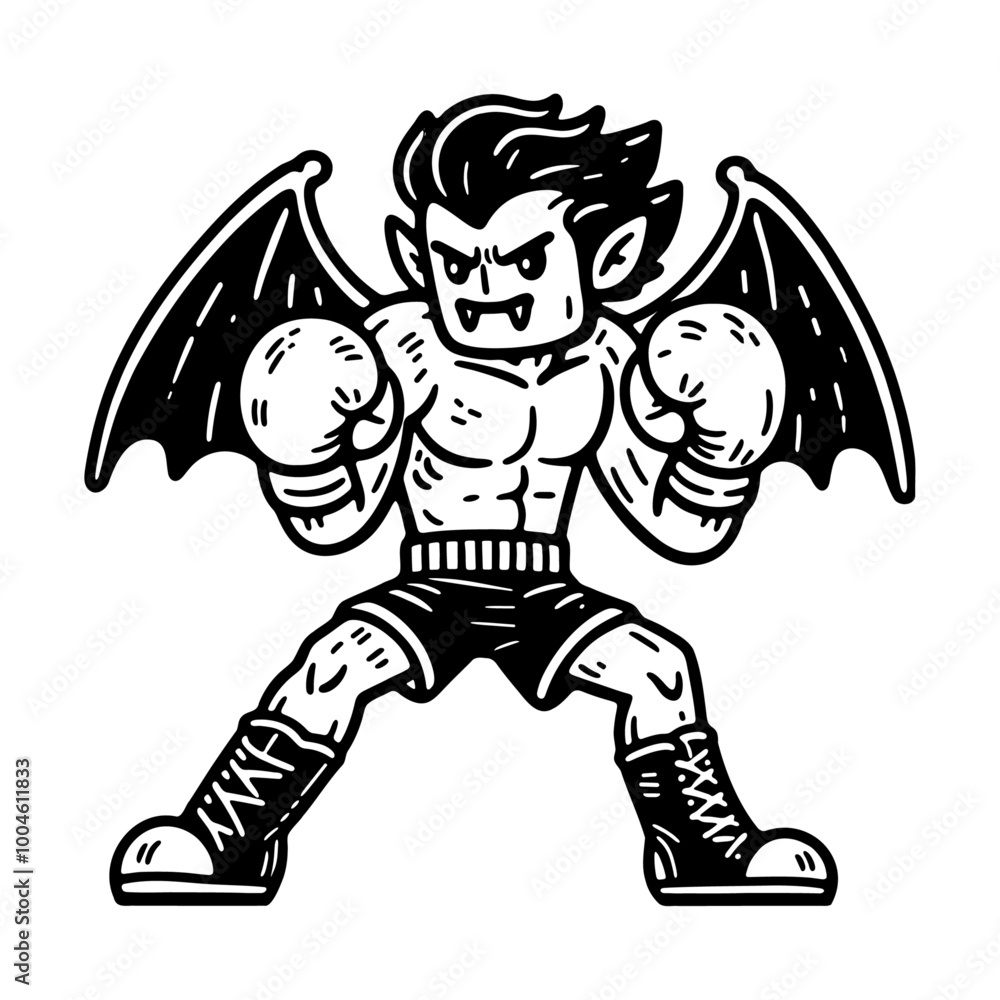 vampire boxer with wings funny Halloween sketch vampire boxer with wings funny Halloween sketch