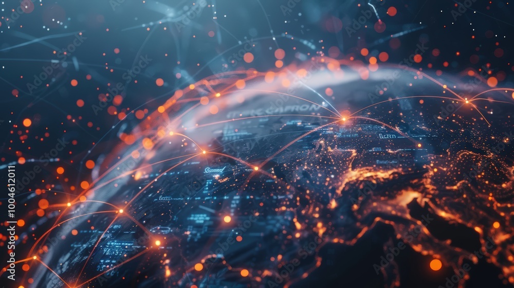 Abstract global network concept with connecting lines and dots around the earth Abstract global network concept with connecting lines and dots around the earth