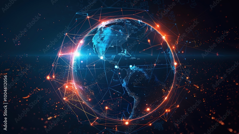 Abstract global network concept with connecting lines and dots around the earth Abstract global network concept with connecting lines and dots around the earth