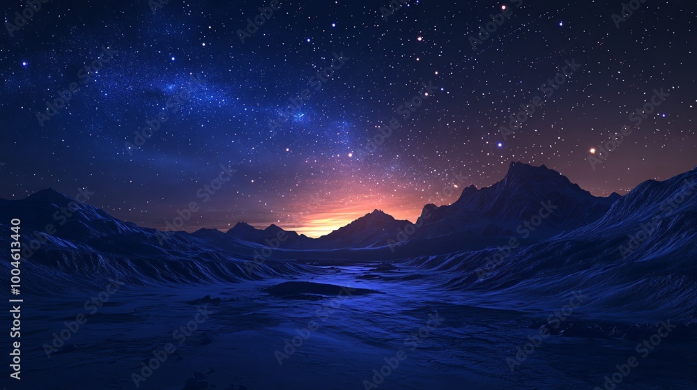 Beautiful mountain range under a starry sky. Beautiful mountain range under a starry sky.
