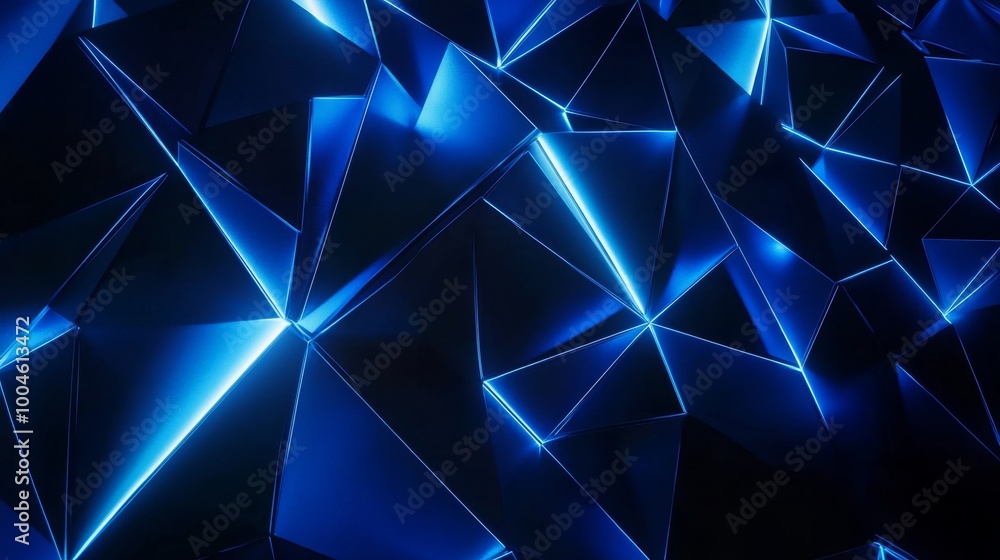 Abstract background with blue triangles creating futuristic design