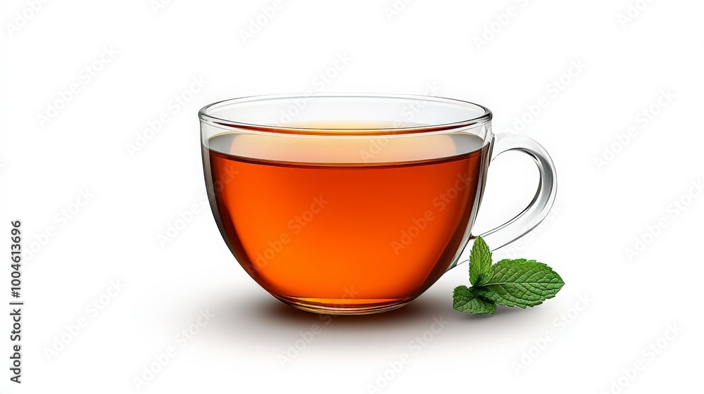 Refreshing Tea Break: A steaming cup of tea with a sprig of mint, captured in a clear glass mug. Perfect for a calm and relaxing moment. Refreshing Tea Break: A steaming cup of tea with a sprig of mint, captured in a clear glass mug. Perfect for a calm and relaxing moment.
