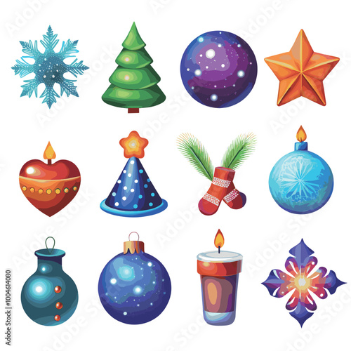 Merry Christmas element collection on white background	