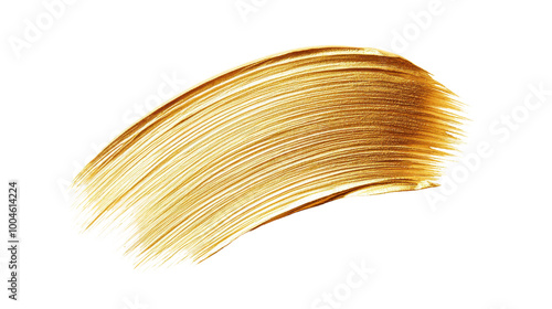 Beautiful golden paint stroke on a transparent background, perfect for artistic designs and creative projects.