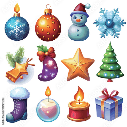 Merry Christmas element collection on white background	