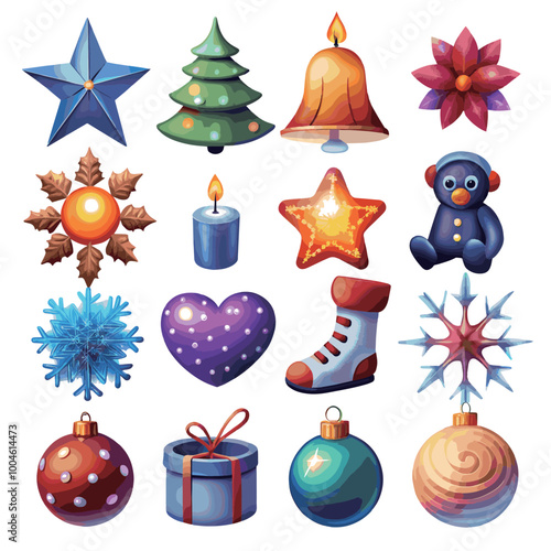 Merry Christmas element collection on white background	