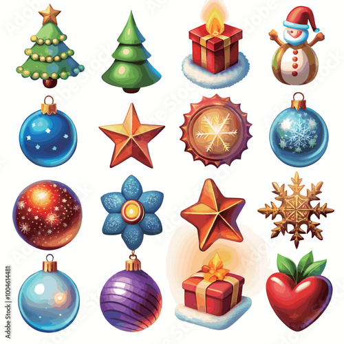 Merry Christmas element collection on white background	