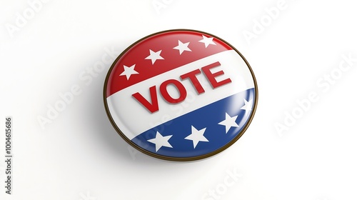  Vote button icon with blue and red colors on white background.