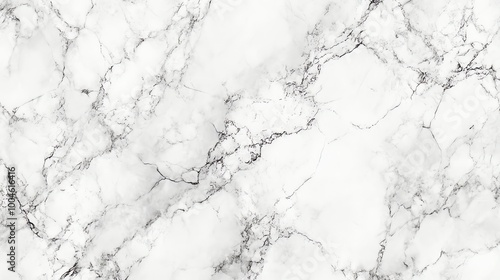 Seamless white marble texture with grey veins.