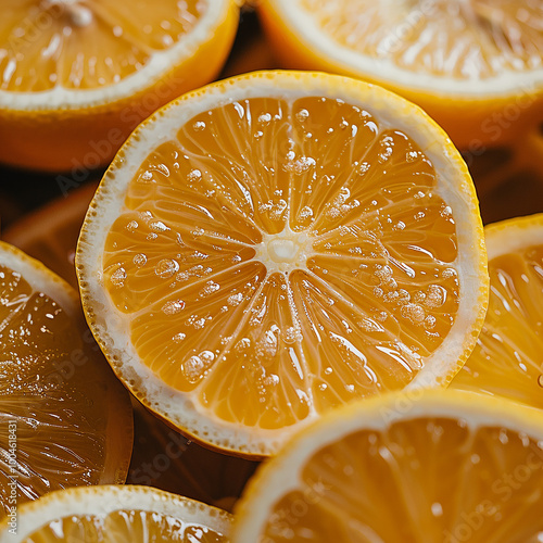 Close Up View of Fresh Lemon Slices photo